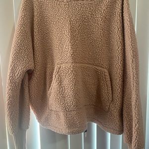 Light pink Sherpa over sized hoodie with ears on hood